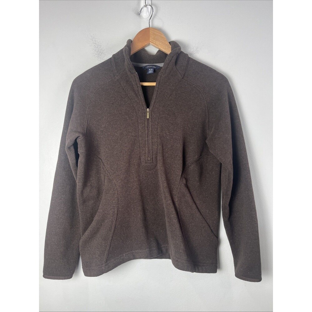 Lands End Sweater Womens Small Knit Pull Over Shirt Brown 1/4 Zip